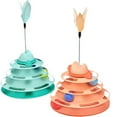 thumbnail image 3 of Cat Toy Roller Track - 3 Levels Fake Feather Puzzle Kitten Toy Cat Ball Tower, 3 of 10