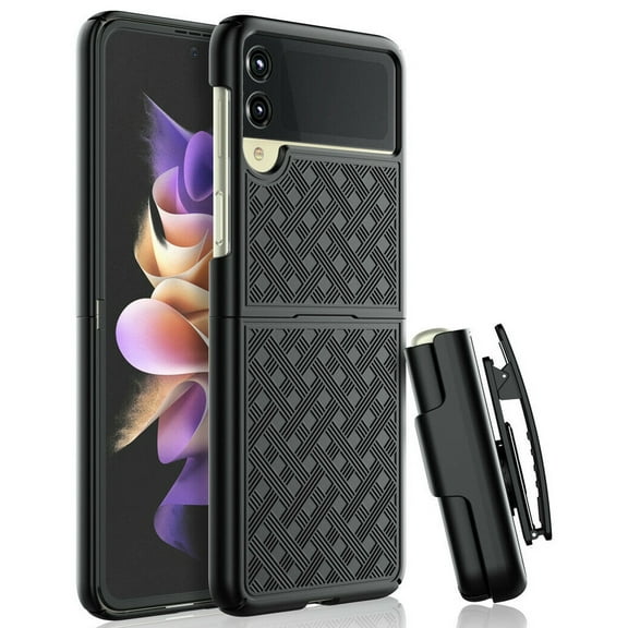 Holster Case Belt Clip for Samsung Galaxy Z Flip 3 5G Phones - Swivel Cover Kickstand Armor Combo A1V for Galaxy Z Flip 3 5G Models