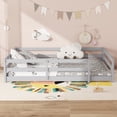 thumbnail image 2 of Sesslife Full Size Floor Bed with Door and Fence, Wood Full Floor Platform Bed with Slats, Full Montessori Bed for Boys Girls, No Box Spring Needed, Grey, 2 of 8
