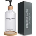 thumbnail image 1 of Dispensador de jabón para platos Brighter Barns, vidrio transparente, 500 ml, con bandeja, 1 of 7