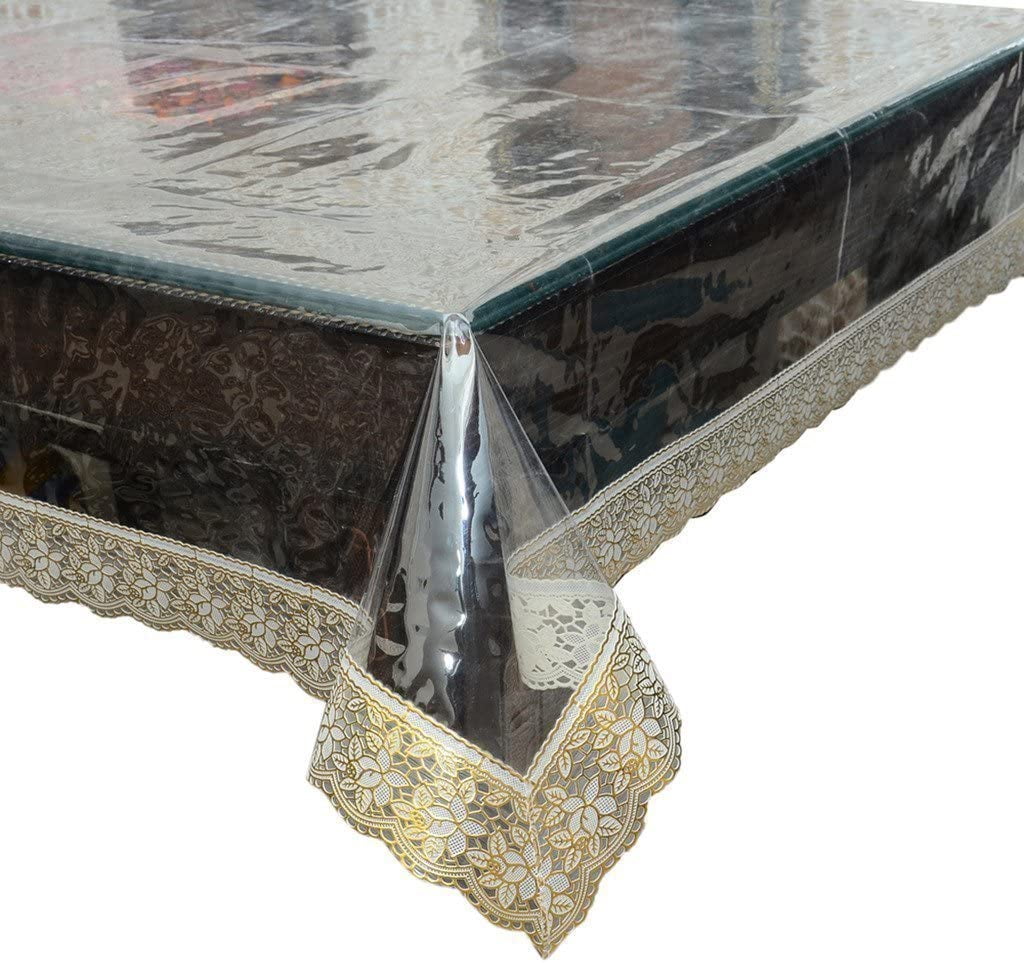 Heat Resistant,Easy Clean Waterproof Plastic Table Cover, Crystal Clear