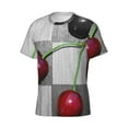 thumbnail image 3 of Yiaed Cherries laid Print Mens Short Sleeve Tight Fit T-Shirt, Crewneck Casual Tee-XX-Large, 3 of 5