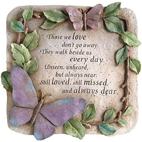 Evergreen Those We Love Don't Go Away Garden Memorial Stone | Outdoor Safe | 10-Inch | Remembrance Gift | Décor for Homes, Lawn and Garden