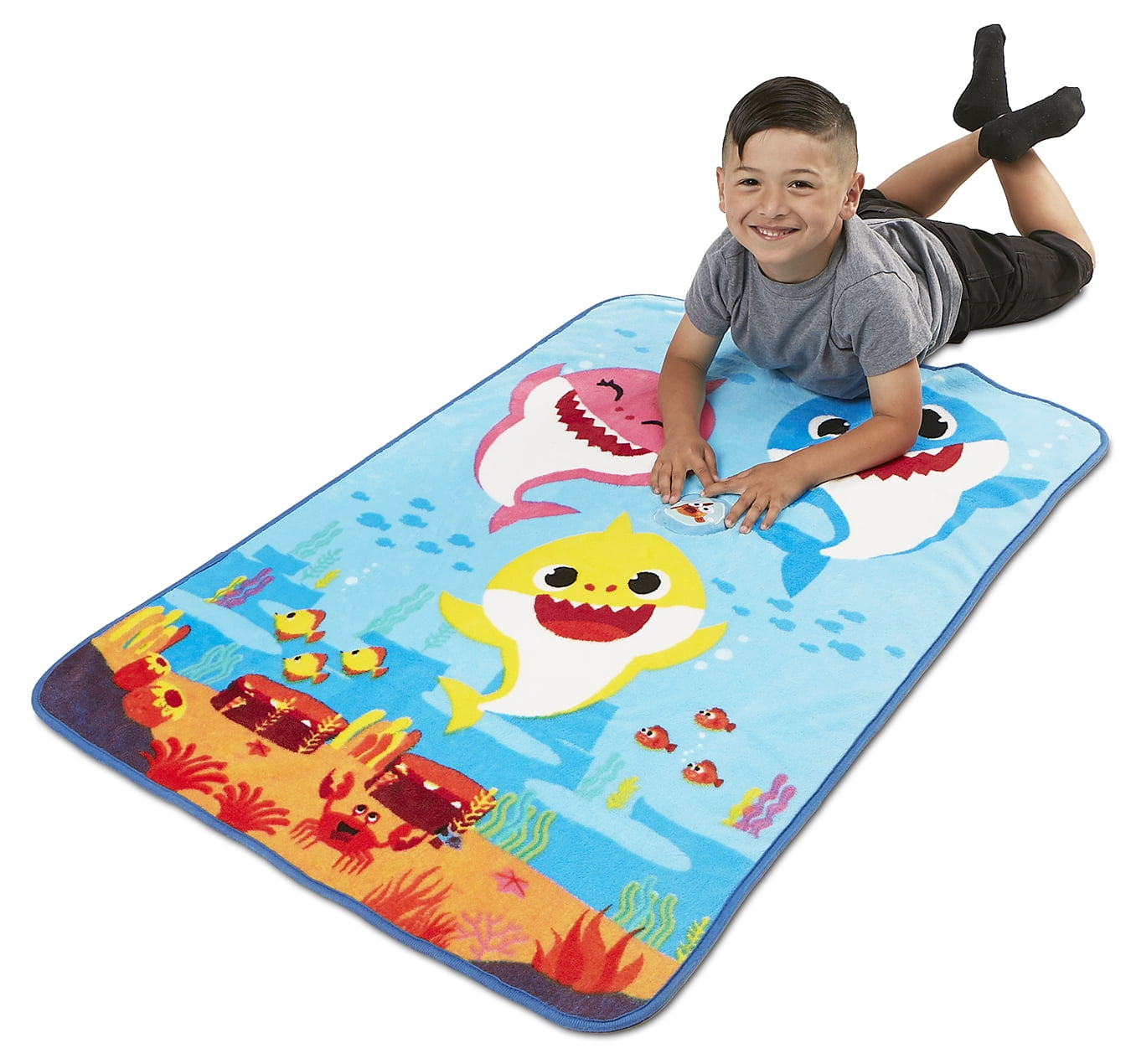 Baby Shark Soft Coral Plush Musical Toddler Blanket for Boys and Girls