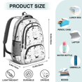 thumbnail image 4 of Cat Line Art White Pattern Backpack for School, Cute School Bag with Adjustable Shoulder Straps and Padded Back, 16.9"x12.6"x5.9", 4 of 4