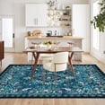 thumbnail image 2 of Nanan 10'x13' Floral Area Rug Distressed Oriental Vintage Carpet, Washable Rug Non Slip Low Pile Indoor Rug for Living Room Farmhouse Home Decor, Blue Green, 2 of 9