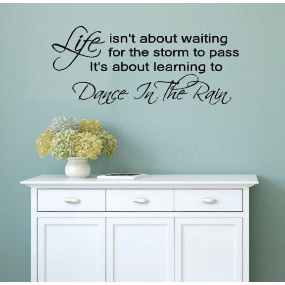 Decal ~ LIFE ISN'T ABOUT WAITING FOR THE STORM TO PASS #2 ~ WALL DECAL, HOME DECOR 10" X 24"