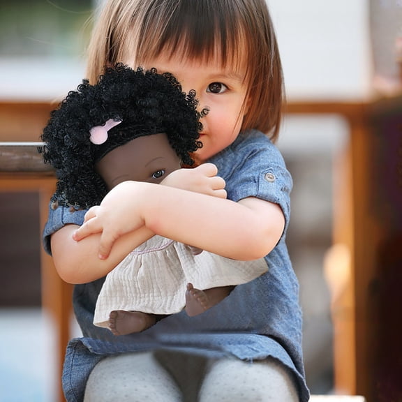 14 Inch Black Enamel Fashion Doll Toy,Movable Hands And Feet Lifelike Vinyl Toy,Soft Cuddly Washable Play Doll Toy,Compact Size Interactive Pretend Play Toy,3 Age Birthday Christmas Holiday Gift Toy