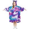 CUSPEG Wearable Blanket Hoodie for Kids Cartoon Unicorn Rainbow Stars Flannel Oversized Sweatshirt 3-14 Years S