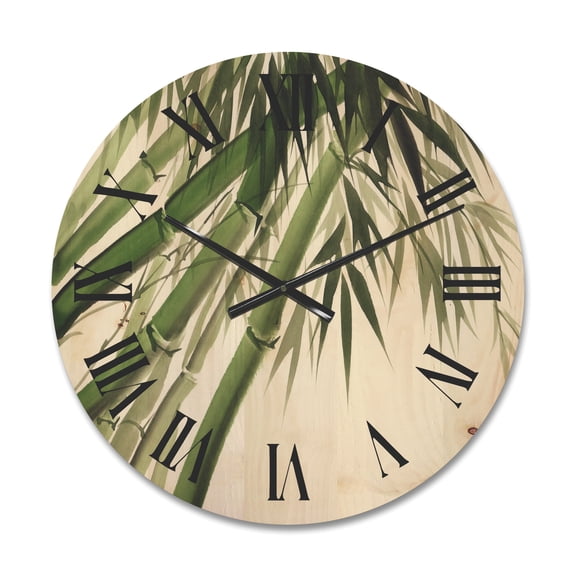Designart 'Ancient Dark Green Bamboo' Traditional Wood Wall Clock