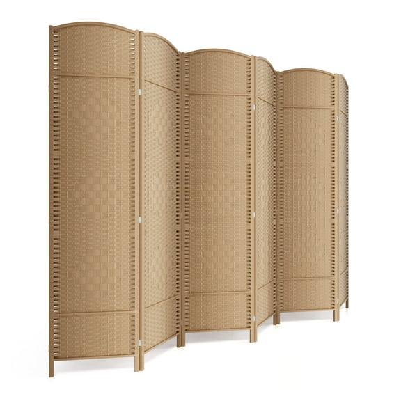 6-ft Folding Room Divider with Diamond Design, 6-Panel No Assembly Required, Freestanding,Natural