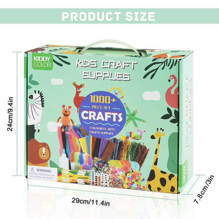 KIDDYCOLOR Art and Craft Supplies for Kids, All in One DIY Craft Supplies  Set for Toddler Ages 4 5 6 7 8 9 10 11 12, 1000+Pcs Craft Supply Box - Gift  Idea for Preschool Kids Project Activity