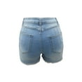 thumbnail image 5 of Franhais Women Casual Vintage Short Pants, High Waist Ripped Patchwork Slim-Fit Raw Edge Shorts, 5 of 6