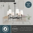 thumbnail image 6 of Camden 6 Light Matte Black Chandelier Fixture White Fabric Linen Shade, LED Compatible, 6 of 13