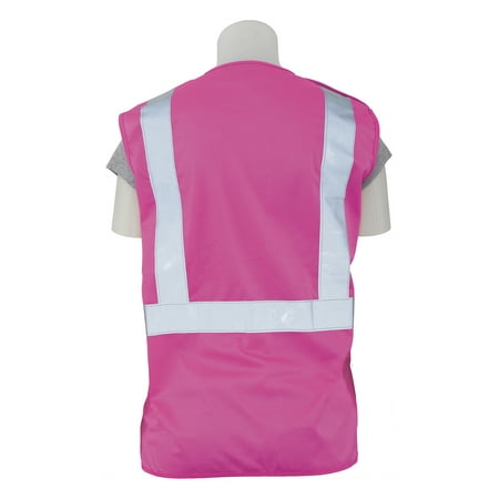 Oxford Safety Vest ERB Safety S725 Pink Ansi Class 3 Vest Oxford Front / Mesh Back Hi-Viz Lime - Zipper ()