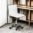 thumbnail image 6 of BOSSIN Adjustable Home Office Chair, Mid-Back Armless Ribbed Swivel Task Chair,Vanity Chair for Small Space, Living Room, Make-up, Studying (White), 6 of 8