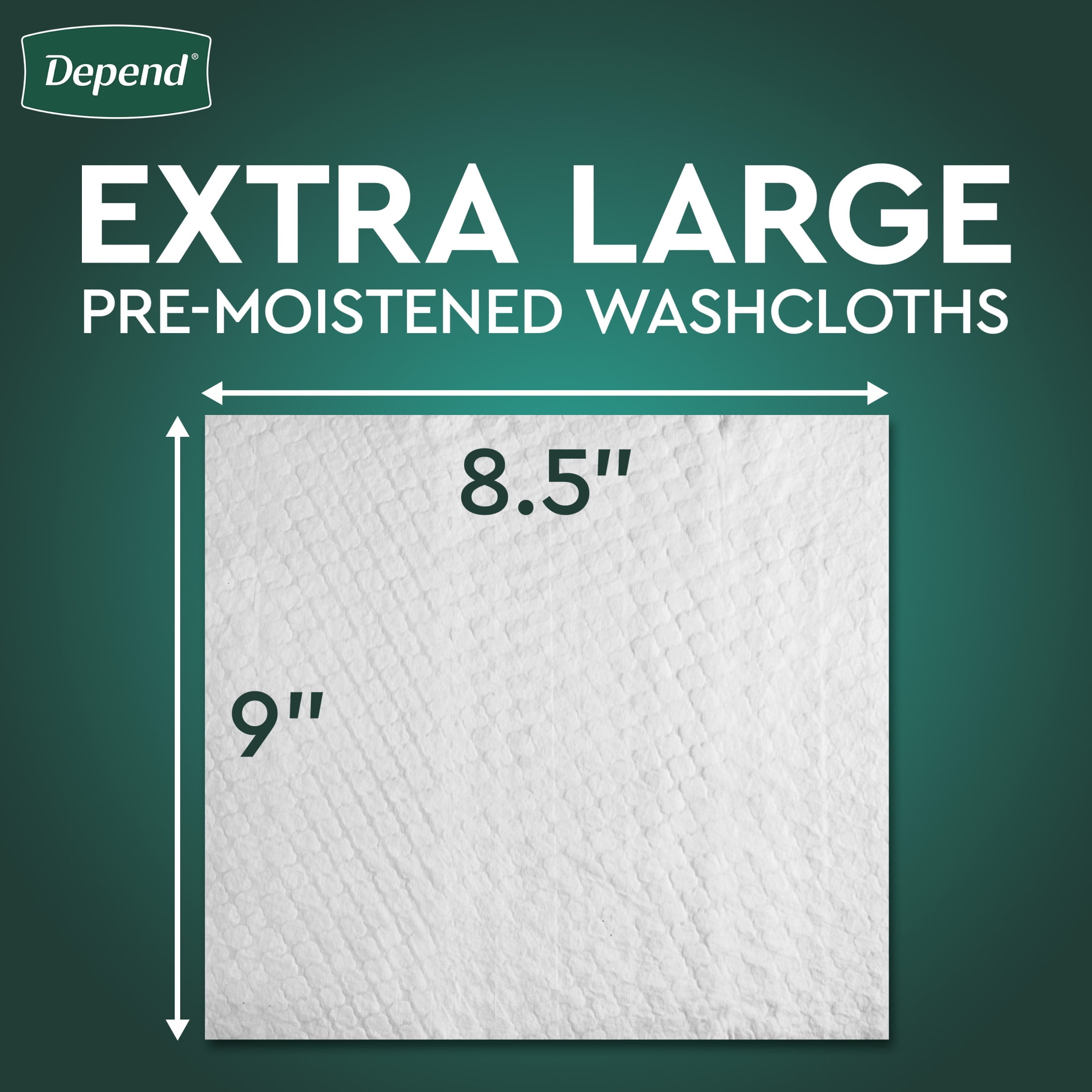 Depend XL Disposable Washcloths for Adults, 8 Flip-Top Packs, 42 Wipes Per Pack (336 Wipes Total)