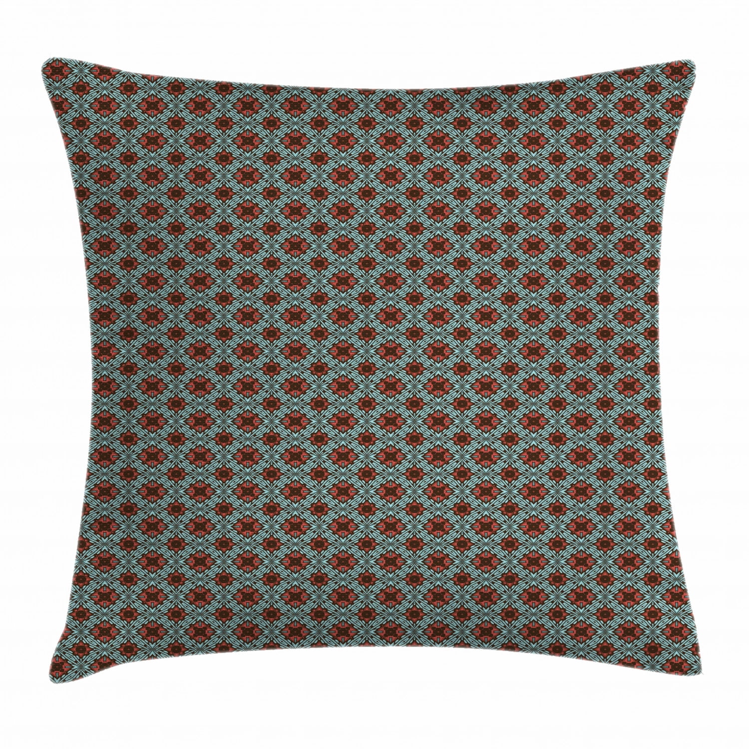 Teal Throw Pillow Case Vintage Floral Elements Square Cushion Cover 20 Inches