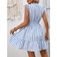 thumbnail image 6 of EASYBRA Women Striped V Neck Wrap Midi Dress Sleeveless High Waist Summer Elegant Casual Vacation Dress, 6 of 7