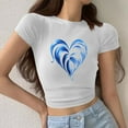 thumbnail image 4 of Otvok Spring and Summer T-shirt Women's Casual Heart Print Round Neck Short Sleeve Blouse Tops, 4 of 6