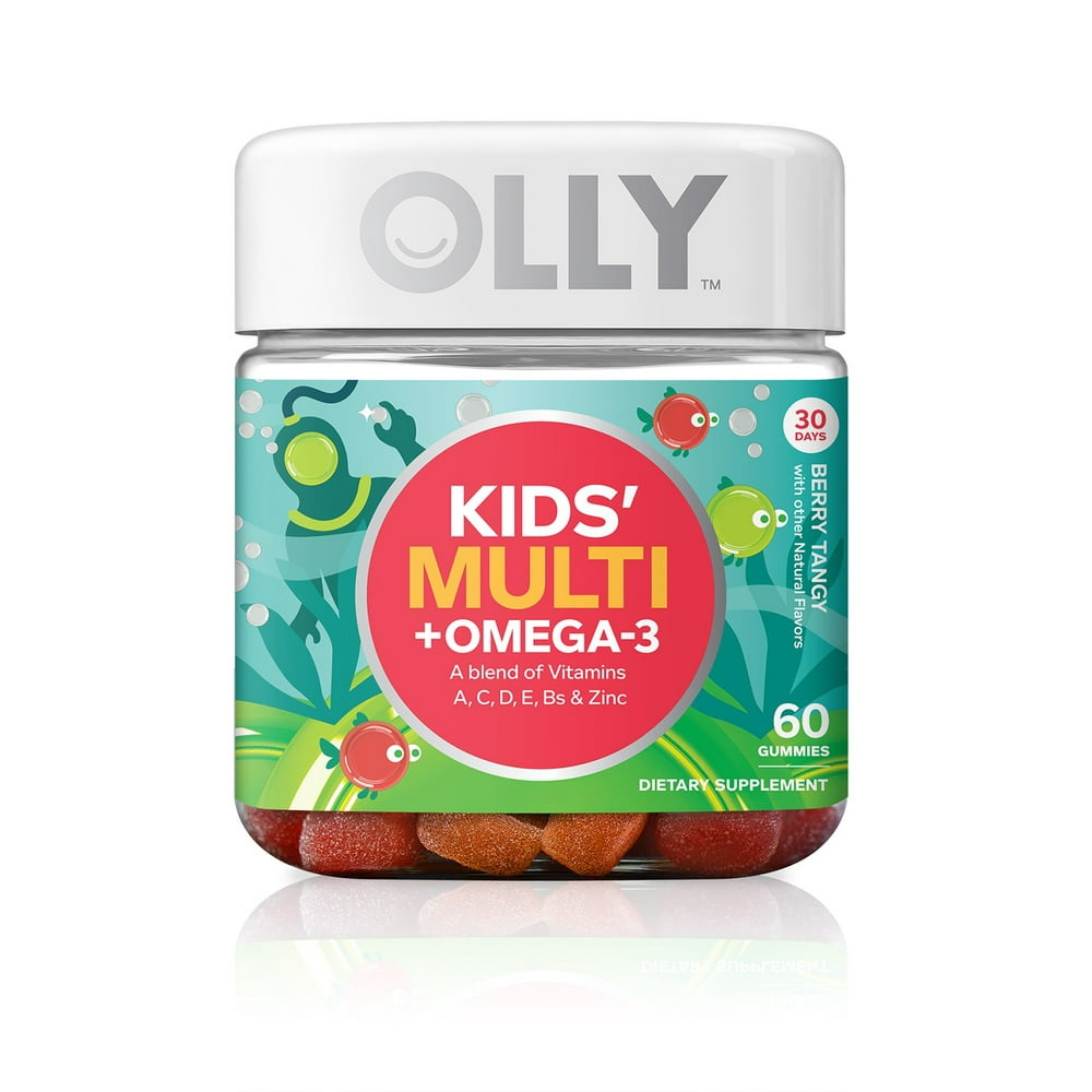 Olly Kids' Multivitamin Plus Omega3 Gummies, Berry Tangy, 60 Ct