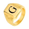 thumbnail image 1 of Anillos con iniciales de Color dorado para hombre, joyería de acero inoxidable con letras personalizadas, A-Z, sello para el dedo meñique, regalo personalizado, 1 of 4