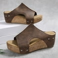 thumbnail image 6 of HAOTAGS Womens Casual Wedge Sandals Comfortable Walking Platform Sandals Brown Size 6.5, 6 of 7
