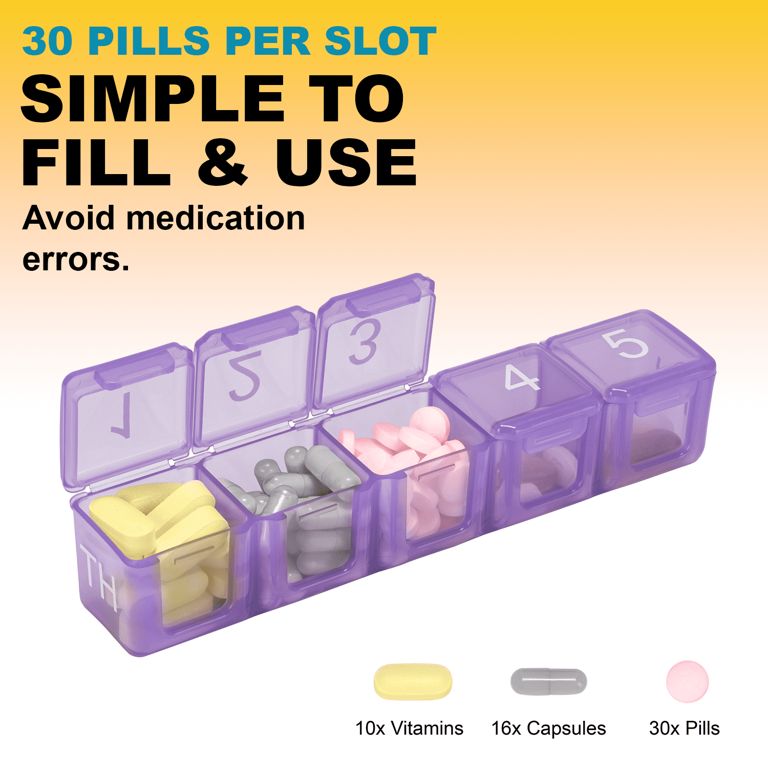 e-pill Large 5 Daily Doses x 7 Days Weekly Pill Organizer System