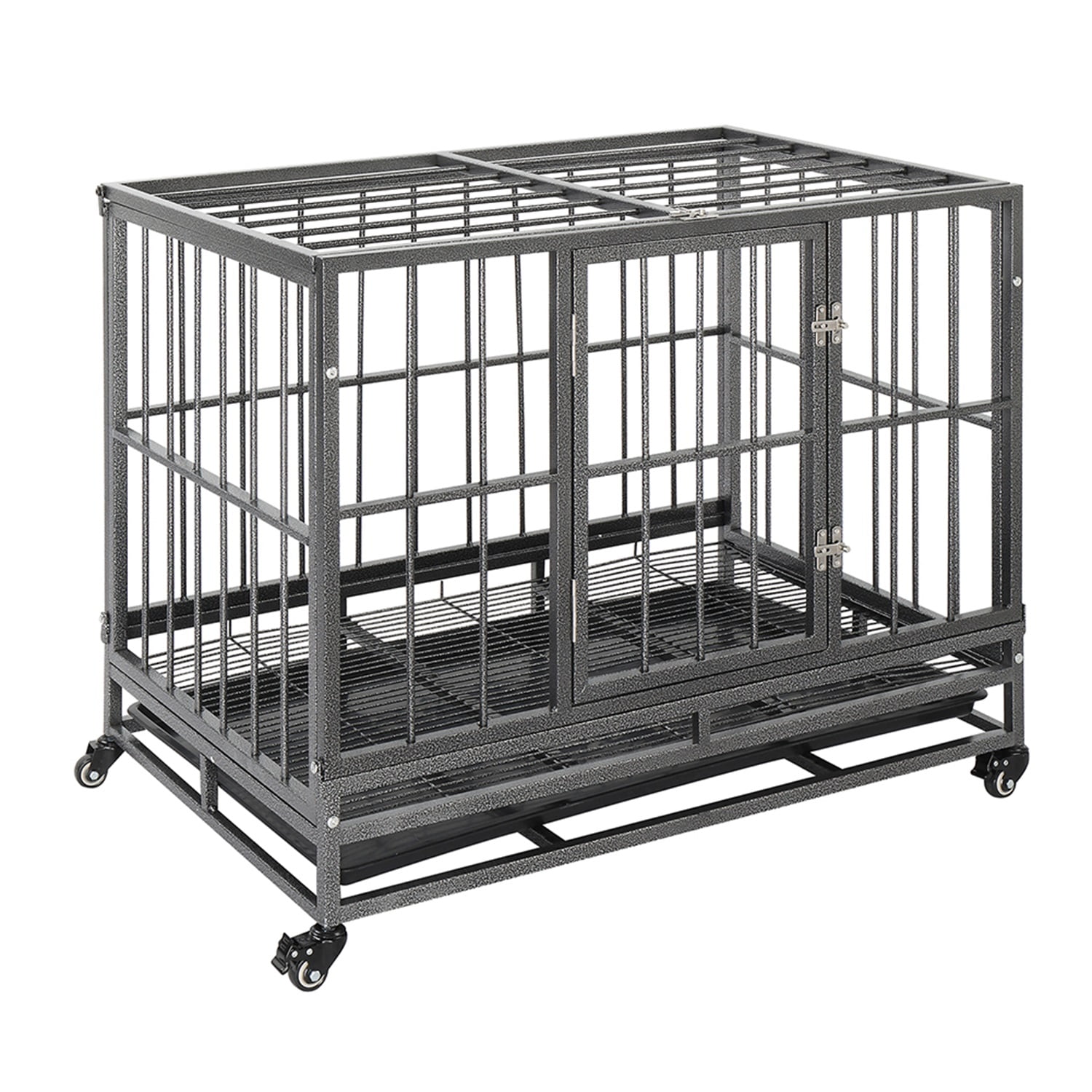 Pefilos 36" Heavy Duty Dog Cage Crate Kennel Metal Escape Proof Kennel, Dog Crate for Large Dogs, Rabbit Hutch with Tray, Gray Pefilos 36" Heavy Duty Dog Cage Crate Kennel Metal Escape Proof Kennel, Dog Crate for Large Dogs, Rabbit Hutch with Tray, Gray