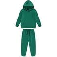 thumbnail image 2 of Vxuxlje Kids 2 Piece Sport Tracksuit Boys Girls Long Sleeve Drawstring Hoodie Sweatshirt with Jogger Dark Green 130, 2 of 9