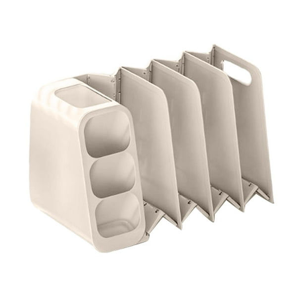 Organizador de libros de escritorio, papelería, portalápices, organizador de archivos simple, libro plegable Crema