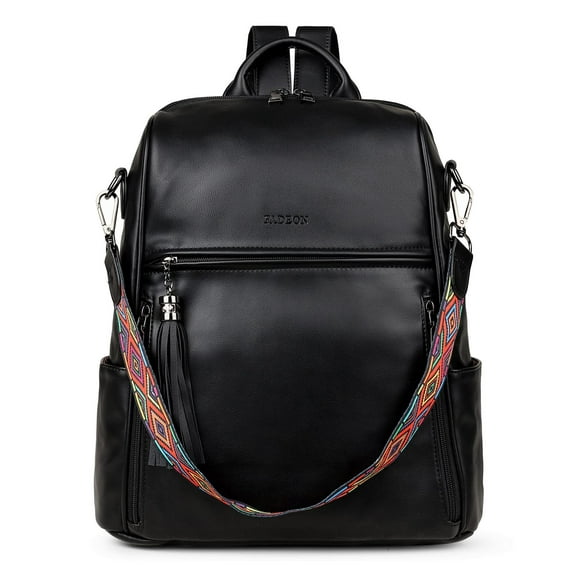 FADEON Mochila de cuero para mujer Diseñador Mochila de viaje Monederos PU Moda Bolso de hombro para mujer con borla