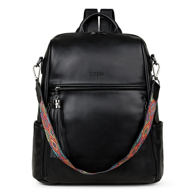 FADEON Mochila de cuero para mujer Diseñador Mochila de viaje Monederos PU Moda Bolso de hombro para mujer con borla