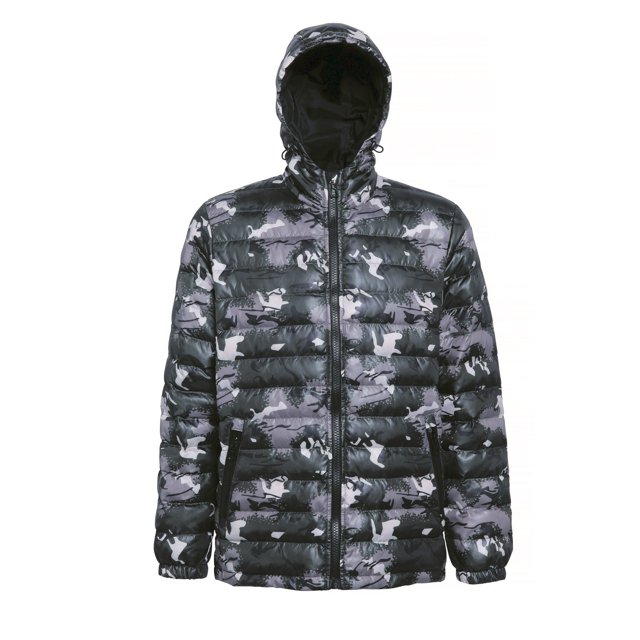 2786 - Abrigo acolchado resistente al viento y al agua con capucha hombre caballero (Negro/Negro) 2786 UTRW3424_blackblack