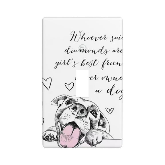 Dog's Are A Girl's Best Friend Light Switch Cover Plates Single Toggle Wall Plate, Decorative 1-Gang Christmas Decor Lightswitch Cover