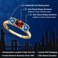 thumbnail image 2 of Gem Stone King 18K Yellow Gold Plated Silver Red Garnet and Persian Blue Moissanite Engagement Ring for Women | 1.55 Cttw | Round 5MM | Gemstone January Birthstone | Size 5, 2 of 6