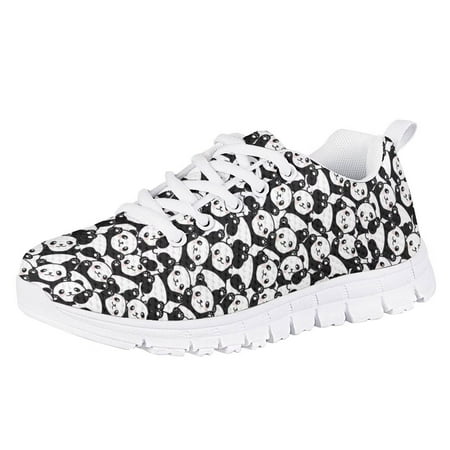 

Pzuqiu Kids Sneakers Cute Cartoon Panda Print Running Breathable Child Sneakers Size 1 for Girls Boys Lace Up Child Sports Shoes