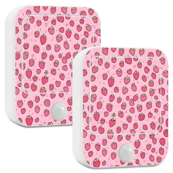 Yayeee 2-Pack Plug in LED Night Lights with Light Sensors Motion Detectors, Strawberry Bliss