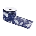thumbnail image 2 of Melrose Holly Berry Christmas Wired Craft Ribbon - 2.5" x 20 Yards - Blue and Silver, 2 of 2