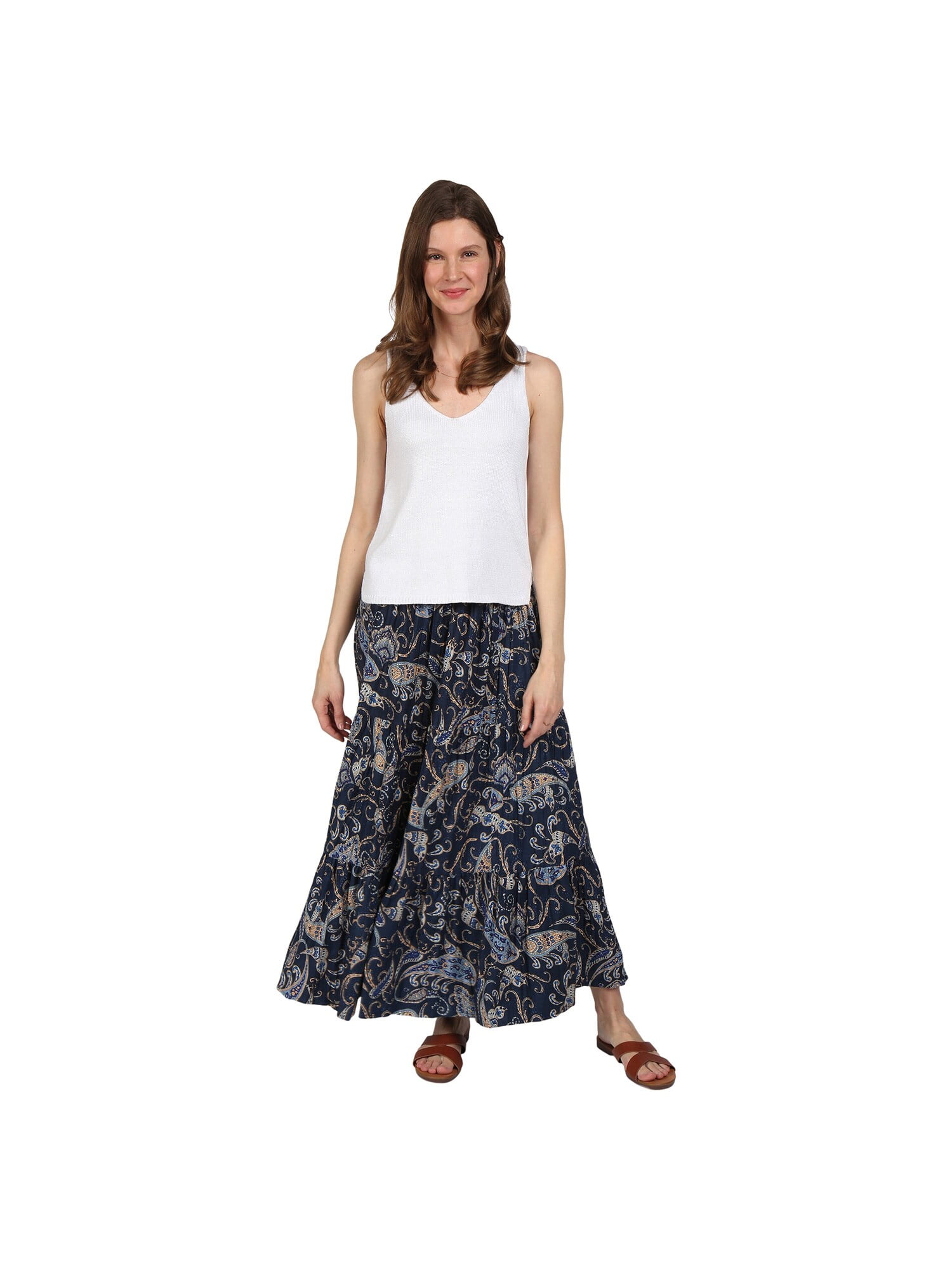 Women's Reversible Boho Maxi Skirt -Paisely Long Skirt -Rust, 2X, 36