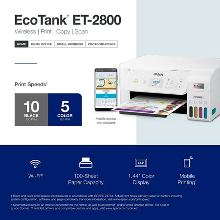 Epson - EcoTank ET-2800 Wireless All-in-One Supertank Inkjet Printer - White