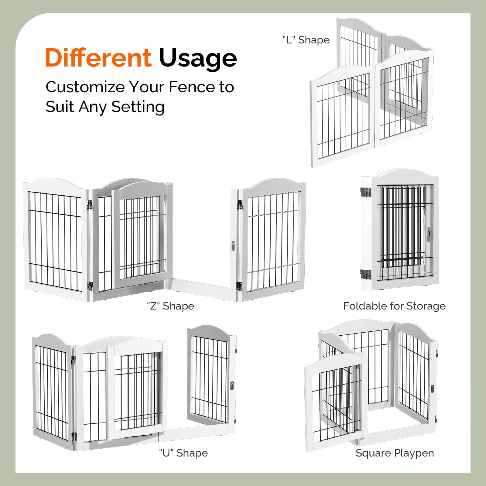 UBesGoo 4-Panel Adjustable Dog Gate, Freestanding No-Drill Safety Fence for Baby & Pet, White