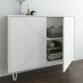 thumbnail image 2 of Nexera Slim Modern Wood Accent Cabinet with 2 Doors, White, 2 of 6