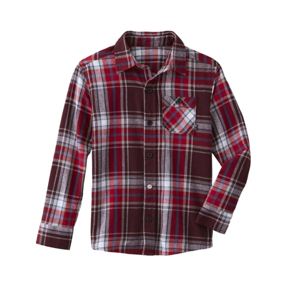 Boys Red & Blue Plaid Long Sleeve Button Down Shirt Button Front Shirt S 4