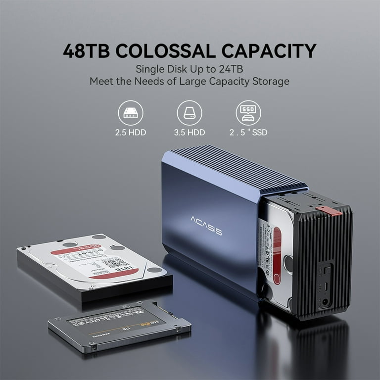 ACASIS Extra Storage for PC/Laptop, USB 2-Bays External HDD