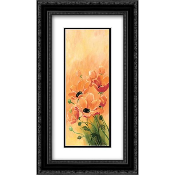 Red poppies 3-3 2x Matted 14x24 Black Ornate Framed Art Print by Jasper
