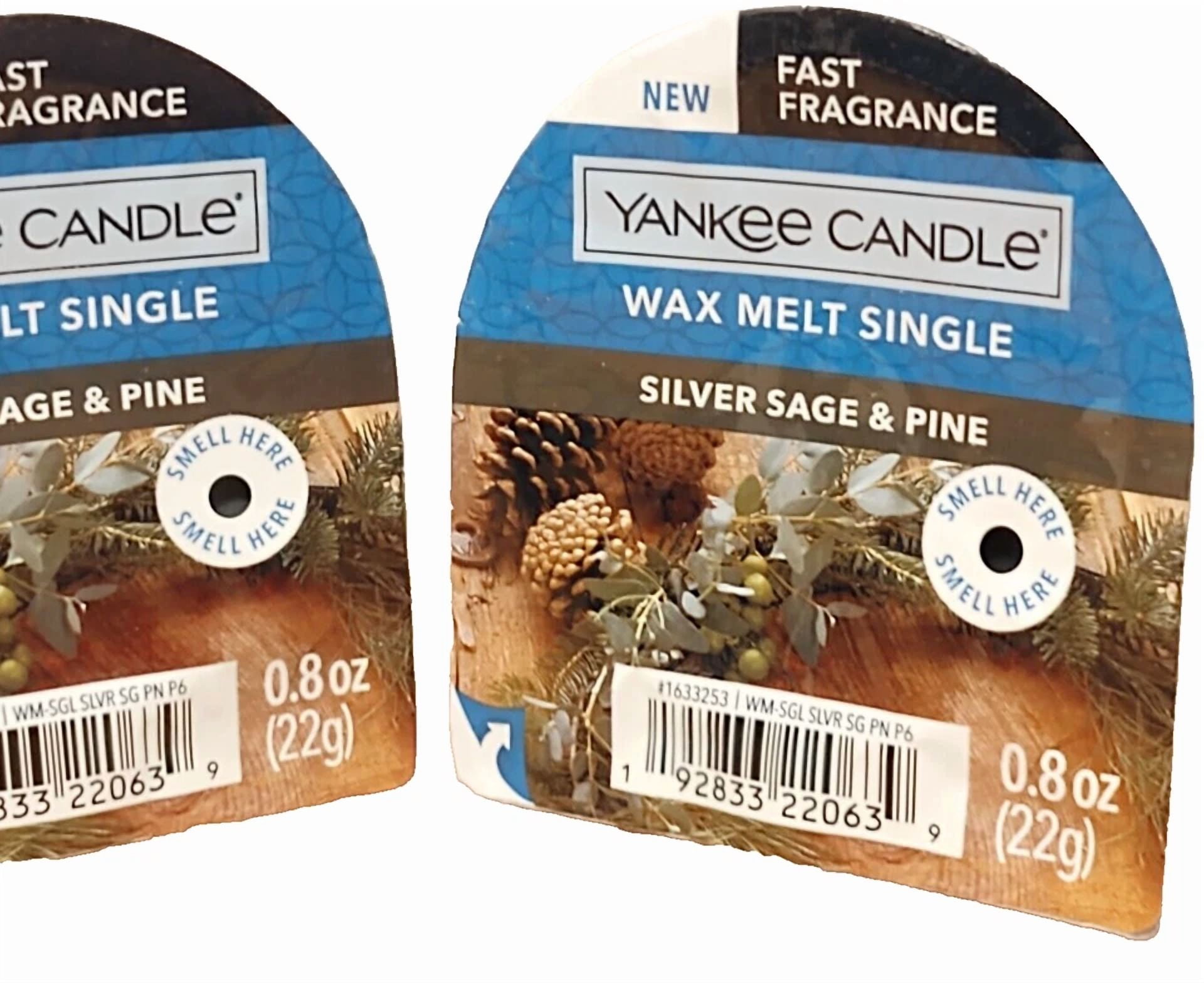 Yankee Candle Silver Sage And Pine Wax Melt Tart Singles X 2 0.8 Oz New
