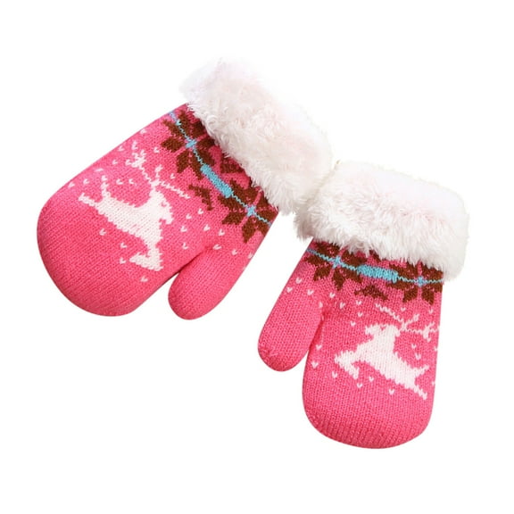 BKQCNKM Toddler Snow Gloves Kids Snow Gloves Kids Gloves Toddler Gloves Snow Gloves for Kids Winter Gloves Fleece Cute Mittens Thickened Kids Gloves Winter, Hot Pink One Size