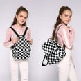 Mini Backpack for Women Girls, EEEkit Black White Checkered Bag, Small