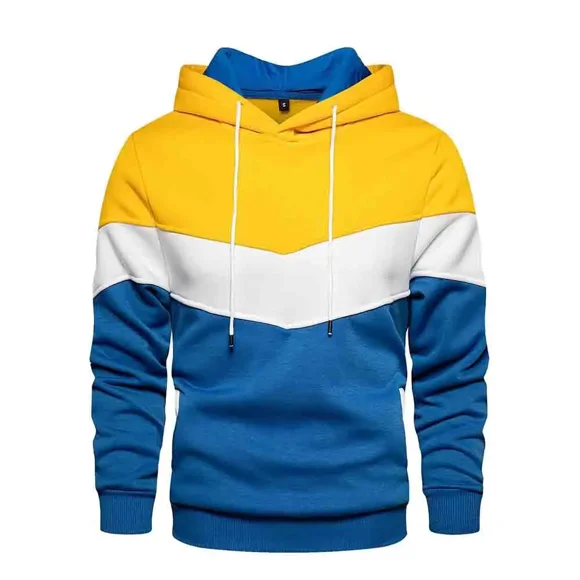 Men‘s Patchwork Hooded Sweatshirt Hoodies Clothing Casual Loose Fleece Warm Streetwear Male Fashion Autumn Winter Sports Outwear